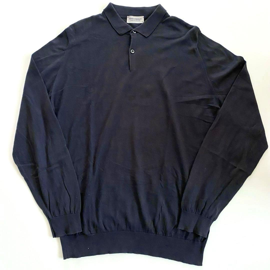 john smedley ニットポロ シーアイランドコットン XL ネイビー JOHN SMEDLEY（ジョンスメドレー） ニットポロシャツ ISIS シー