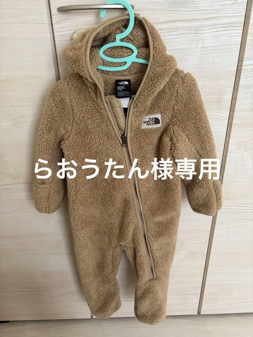 【美品！】THE NORTH FACEくま耳カバーオール12-18M The North Face] フリース くま耳 ワンピース カバーオール (THE NORTH
