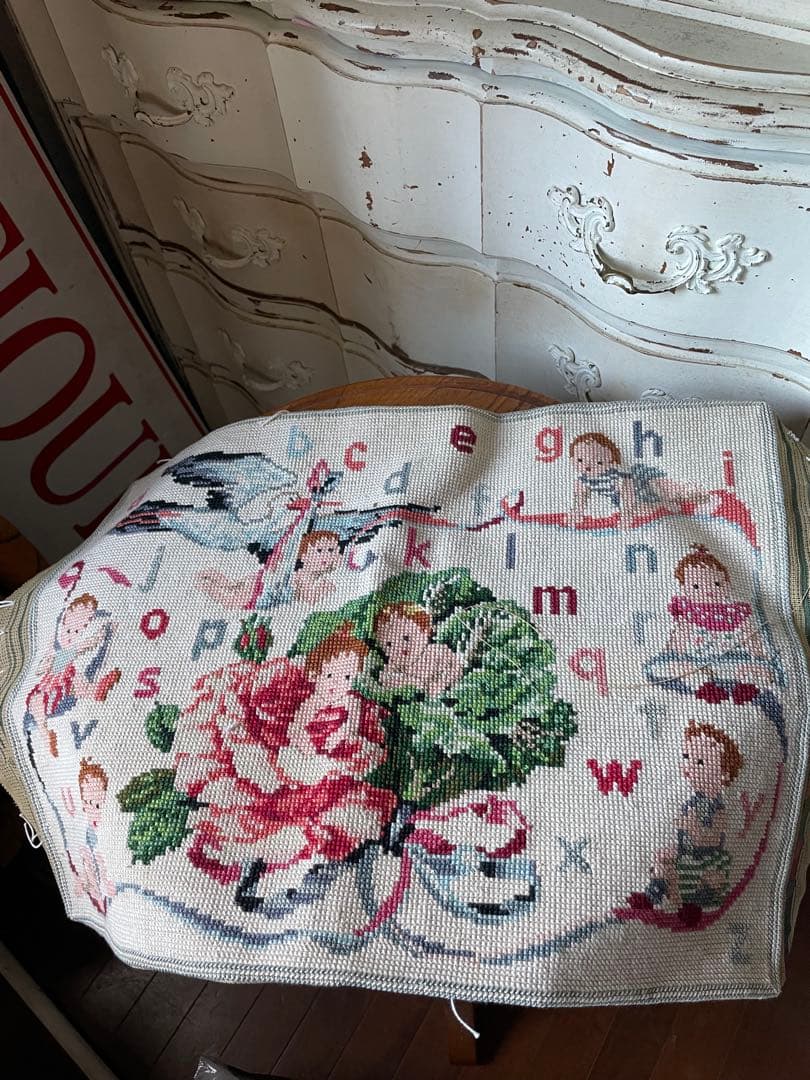 アメリ様専用アンティーク サンプラー アルファベット 刺繍 プチポアン