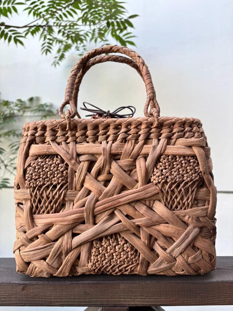 国産 山葡萄 かごバッグ乱れ編み