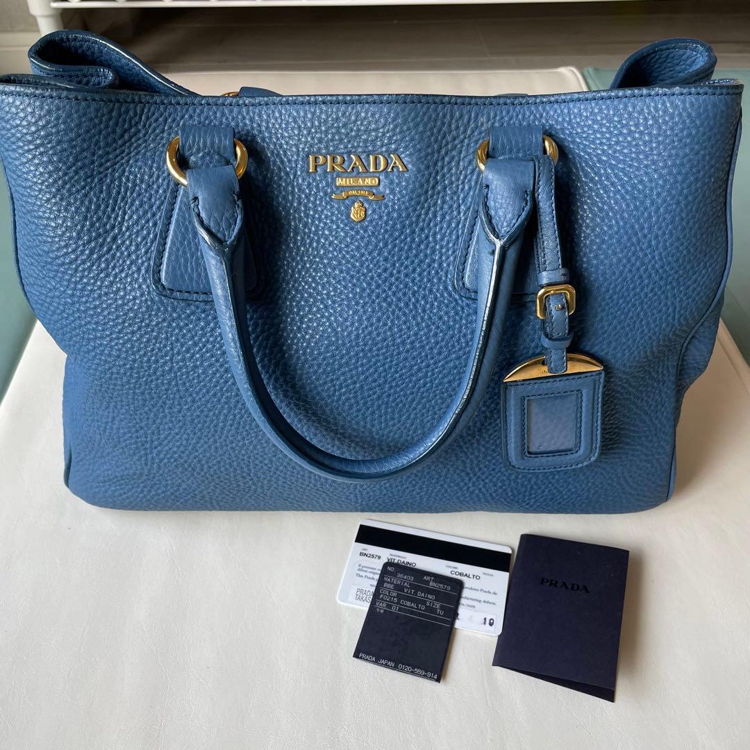 プラダ ハンドバッグ ショルダーバッグ 青 ブルー - メルカリ