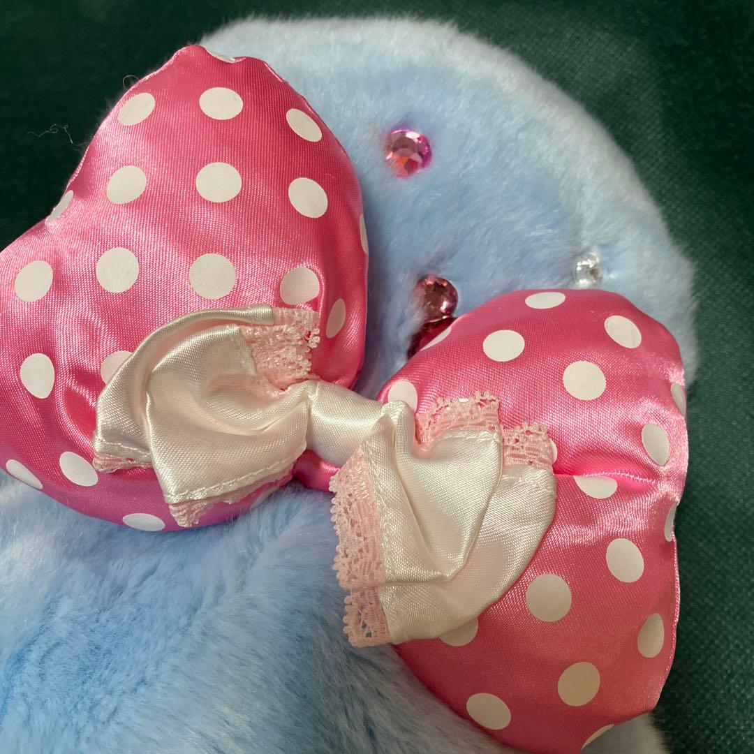 ディズニー ミニー ファンキャップ ビジュー 水色 水玉 リボン 廃盤品