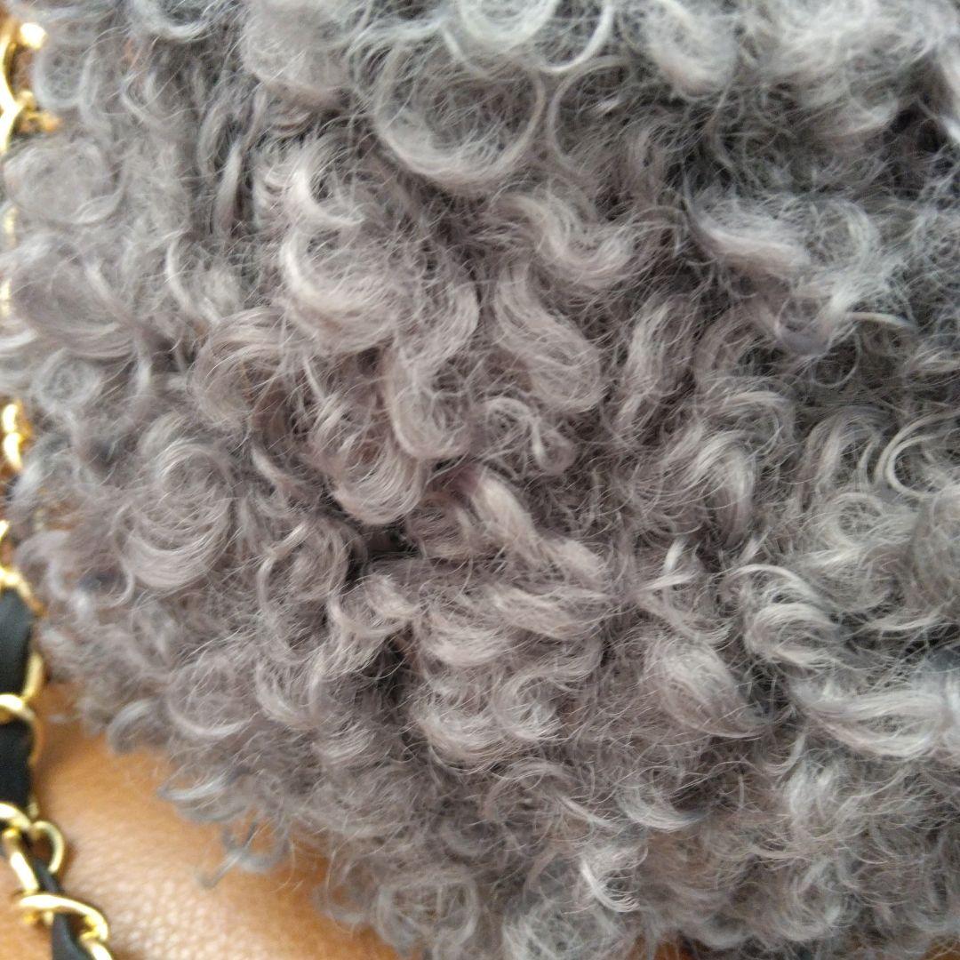 タグ付きVIOLAD'ORO グレー プードルファーショルダーバッグ - バッグ人気