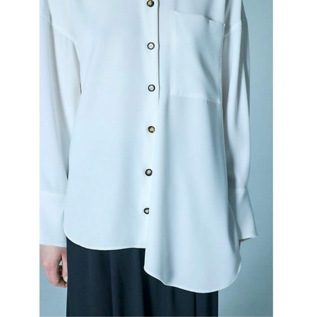 ENFOLD ドレープヘムシャツ ホワイト