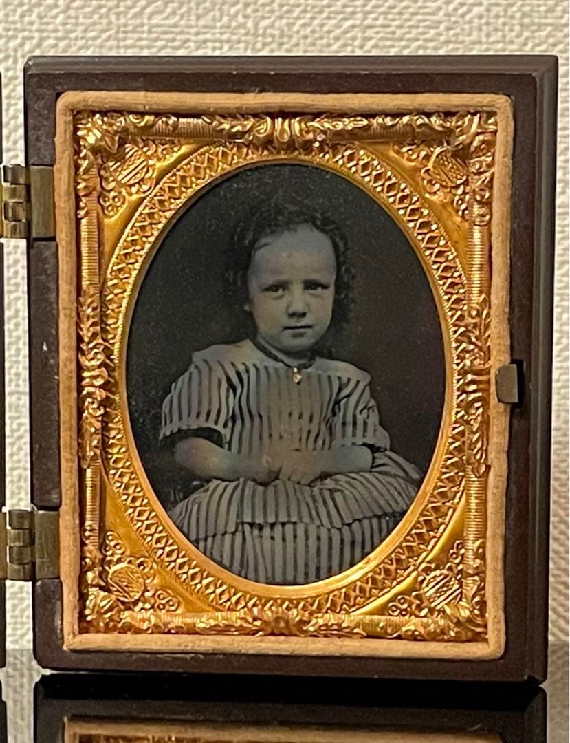 ダゲレオタイプ アンティークフォト ユニオンケース付き 女の子