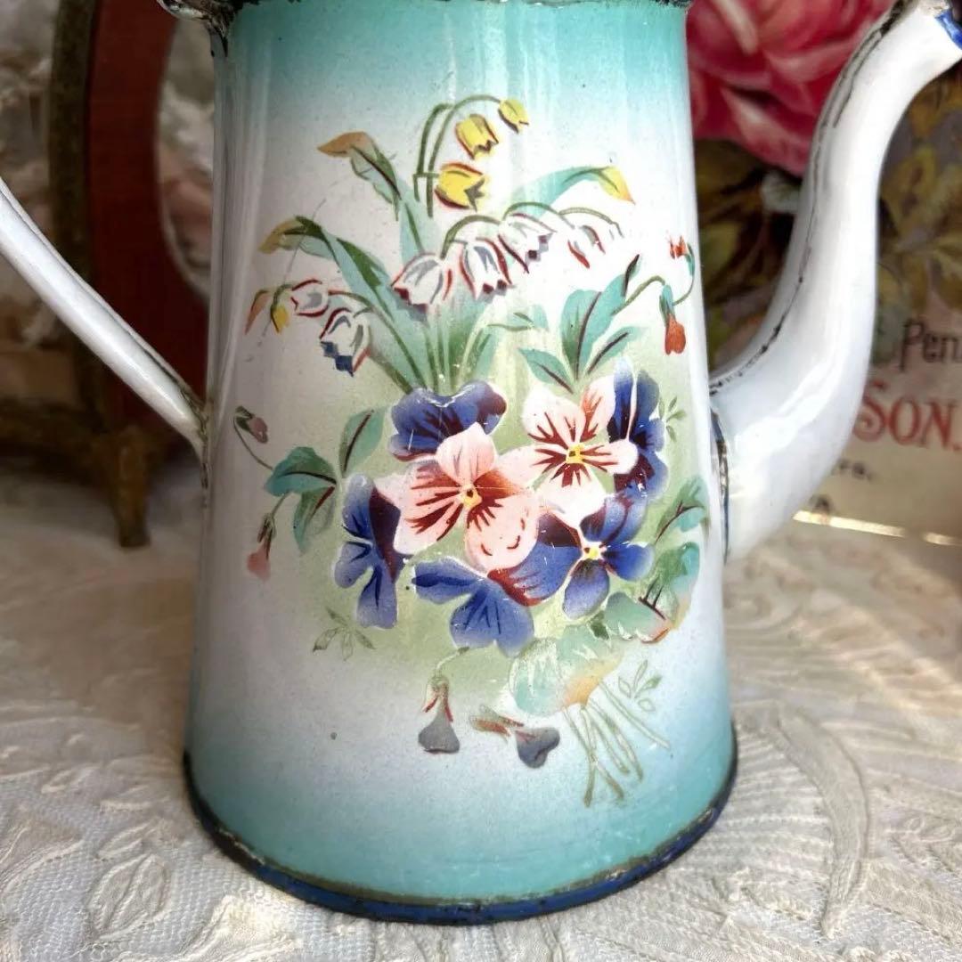 フランスアンティーク japy スズランとビオラのコーヒーポット - メルカリ