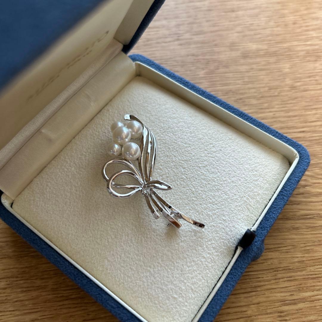 MIKIMOTO ミキモト真珠パールブローチ シルバー 5珠花束
