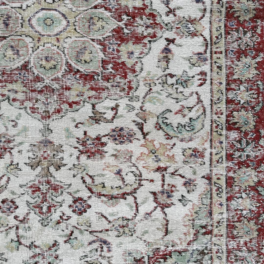 トルコ ヴィンテージラグ A124 レア 超大判 ダークレッド クリーム