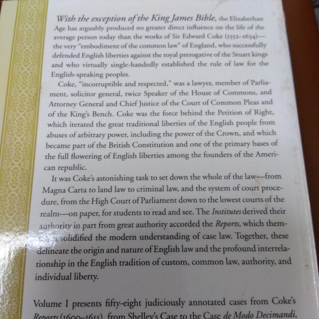 洋書・英米法 エドワード・コーク選集全 3巻 ,,コモン・ロー クック