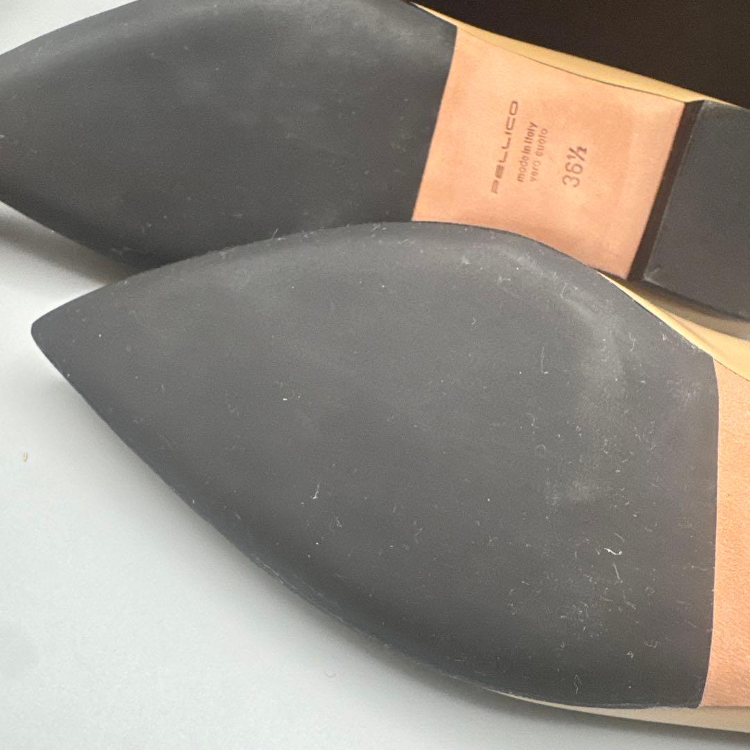 PELLICO ベージュ ポインテッドトゥ フラットシューズ 23.5cm