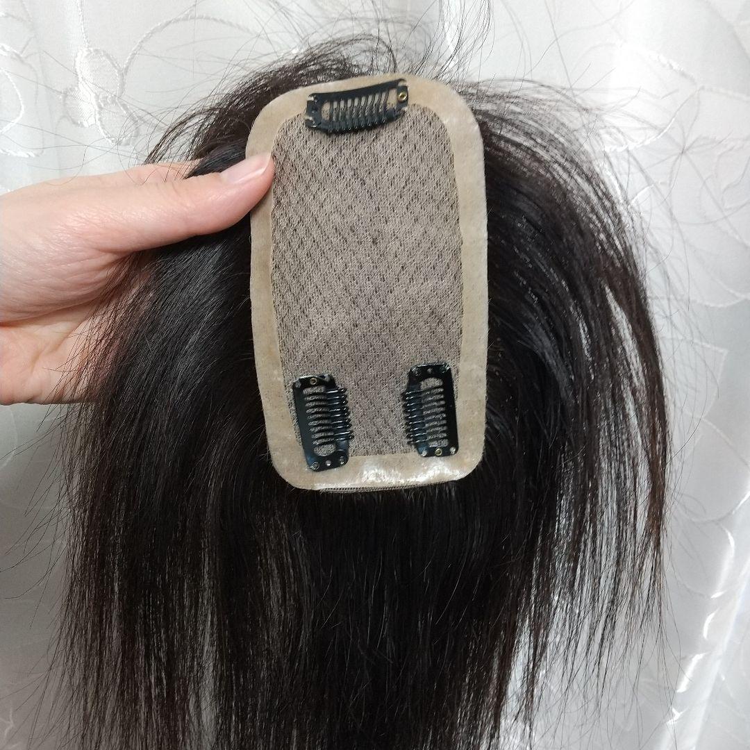 フラッティス人毛100% 分け目カバーウイッグ ヘアピース ブラック