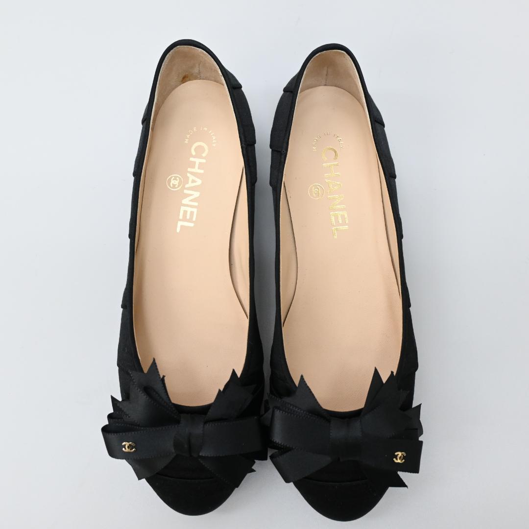 □ □ 149☆年 07P CHANEL シャネル リボンパンプス ココマーク