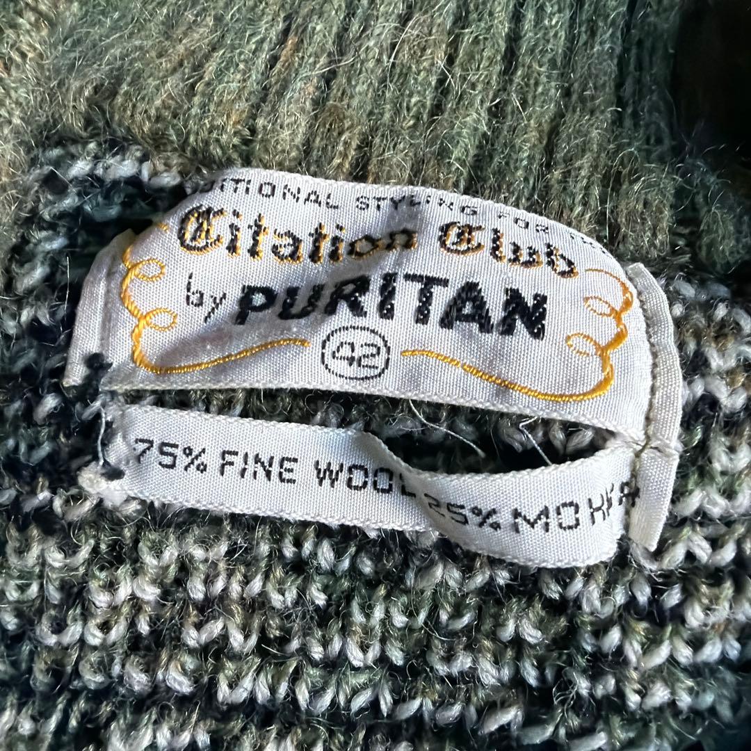 ガ*バ様 極上 希少 60s PURITAN モヘア セーター チェック柄 L相