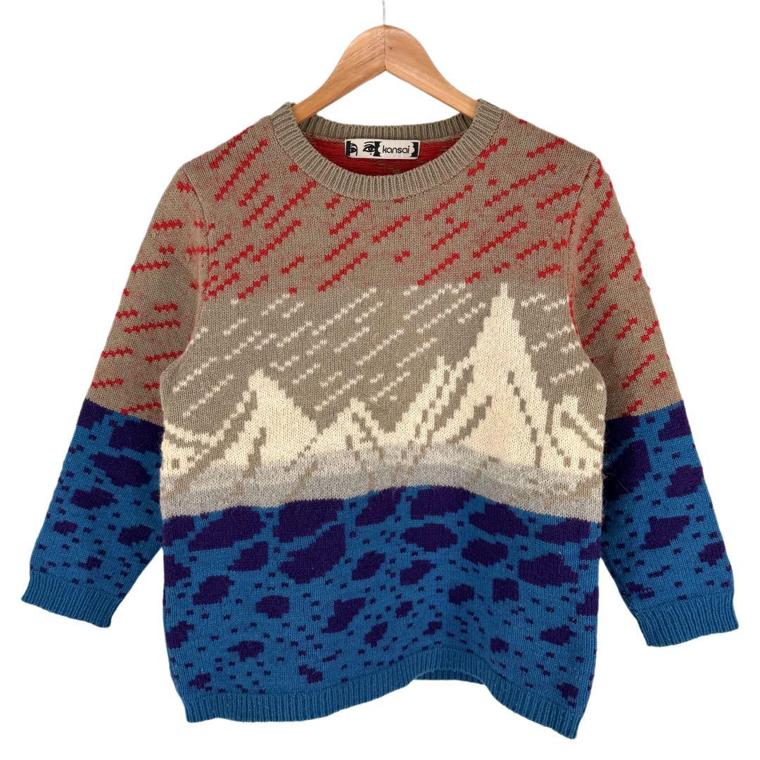 80s Vintage Archive 山本寛斎 顔タグ セーター ニット 総柄 - メルカリ