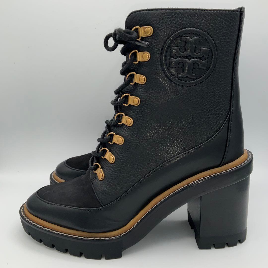 か*丸様 未使用に近い●箱付 トリーバーチ ショートブーツ サイズ7.5 ブラッ HIMIKO ブーツ 「Made in Japan」サイドVカットショートブーツ/641412