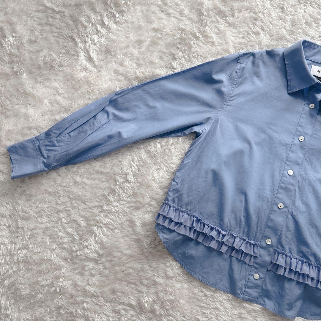 MUVEIL ミュベール バックフリルブラウス サックスブルー 38 M - メルカリ