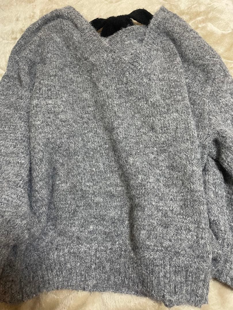 Darich】グレー バックリボン オーバーサイズニットワンピース - メルカリ