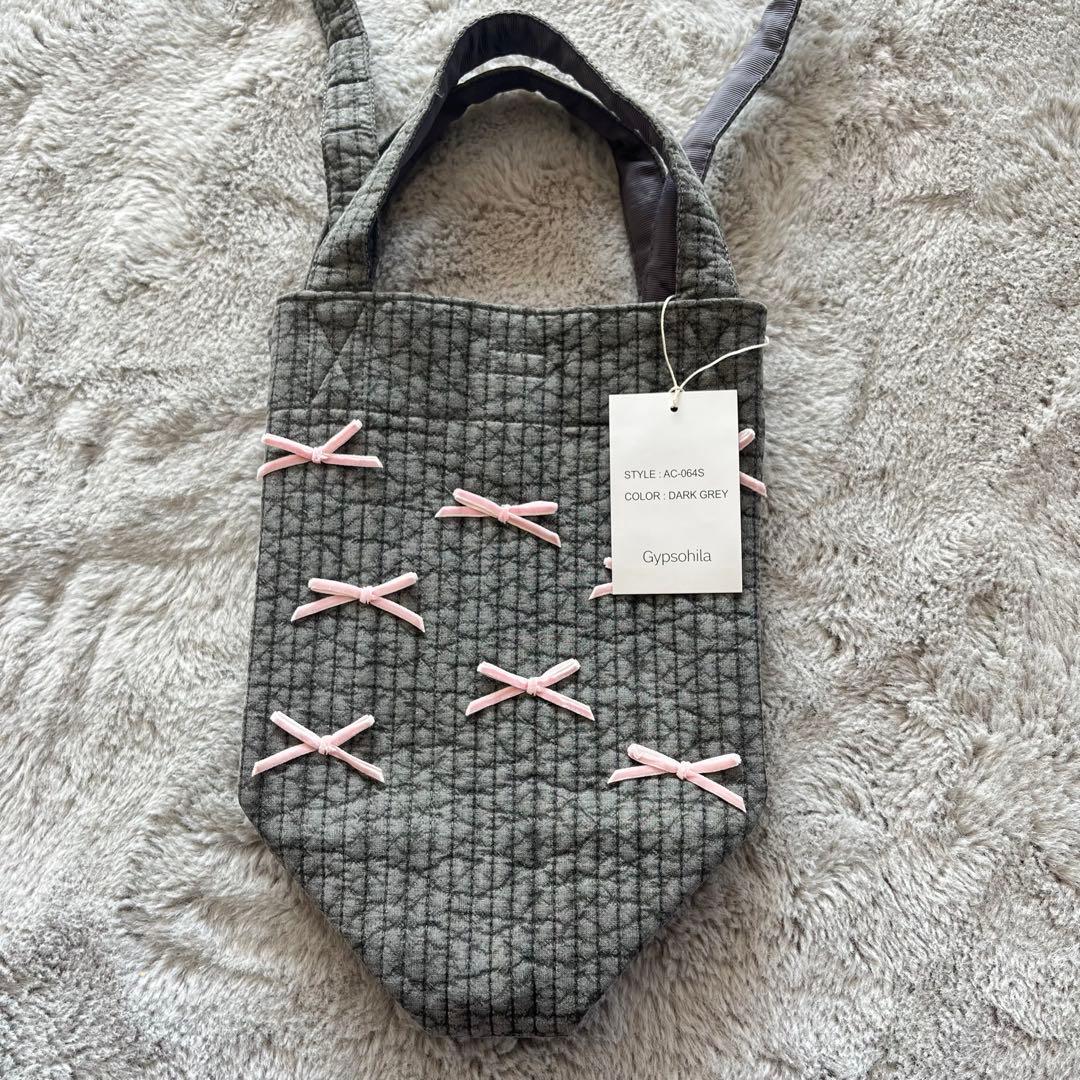 gypsohila ジプソフィア リボンバッグ トートバッグ グレー S - メルカリ