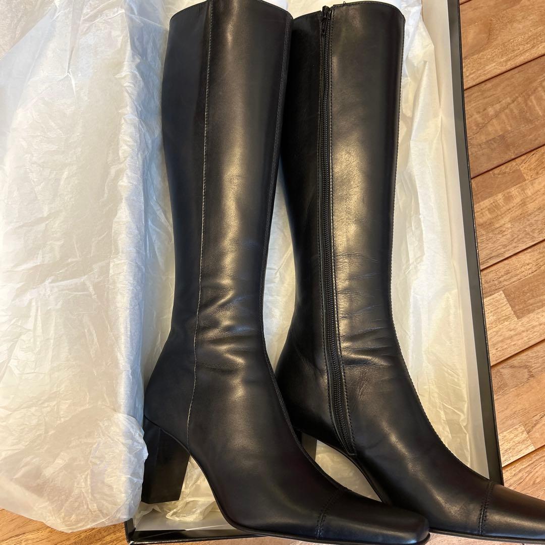 ブティックオオサキ 新品ロングブーツ 黒 24㎝