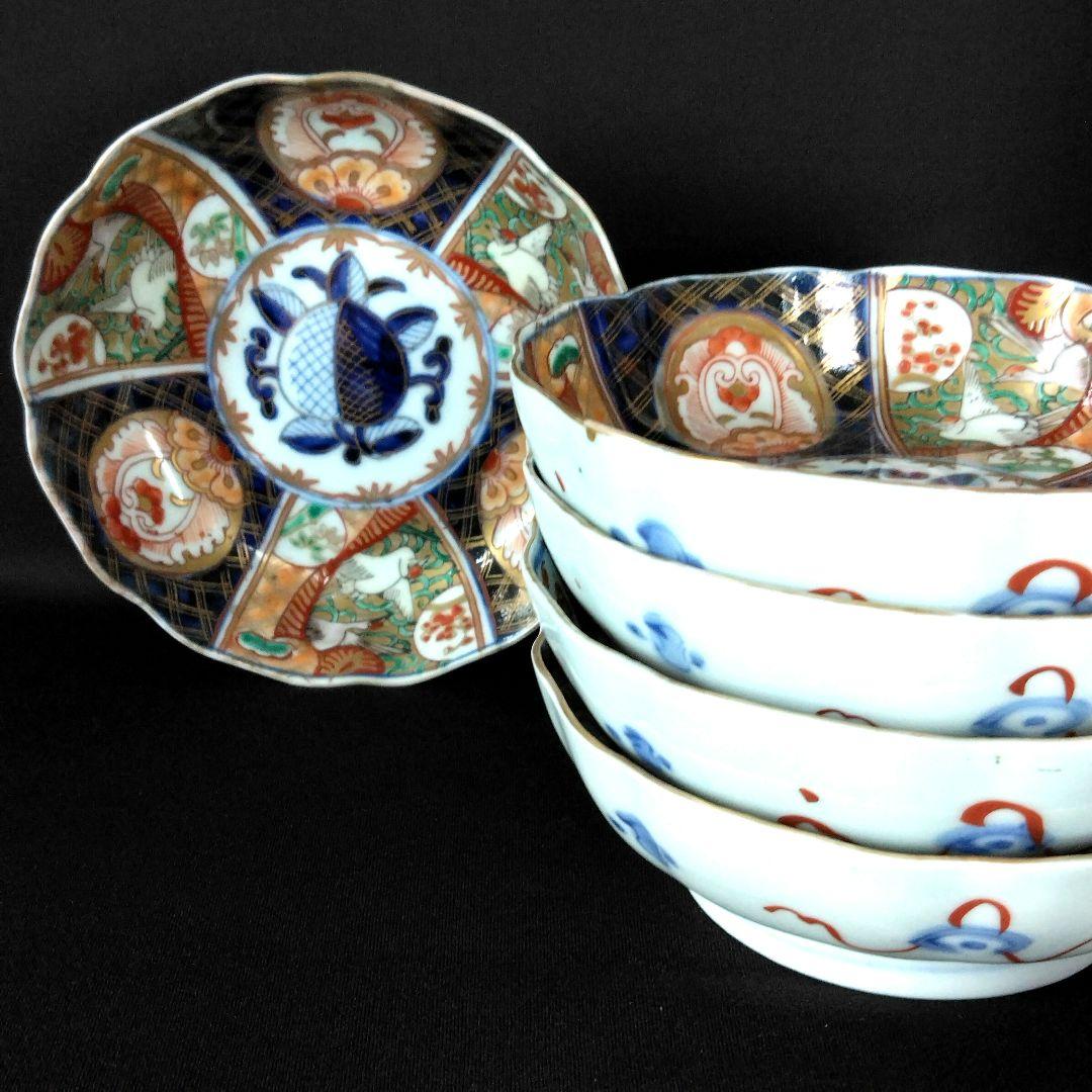 明治～大正 古伊万里 絢爛豪華 金襴手 二重角冨紋 膾皿 5