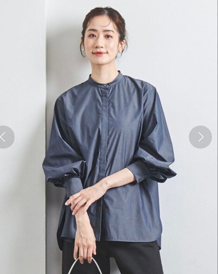 美品】ユナイテッドアローズ レースカラー2WAYブラウス コバルト