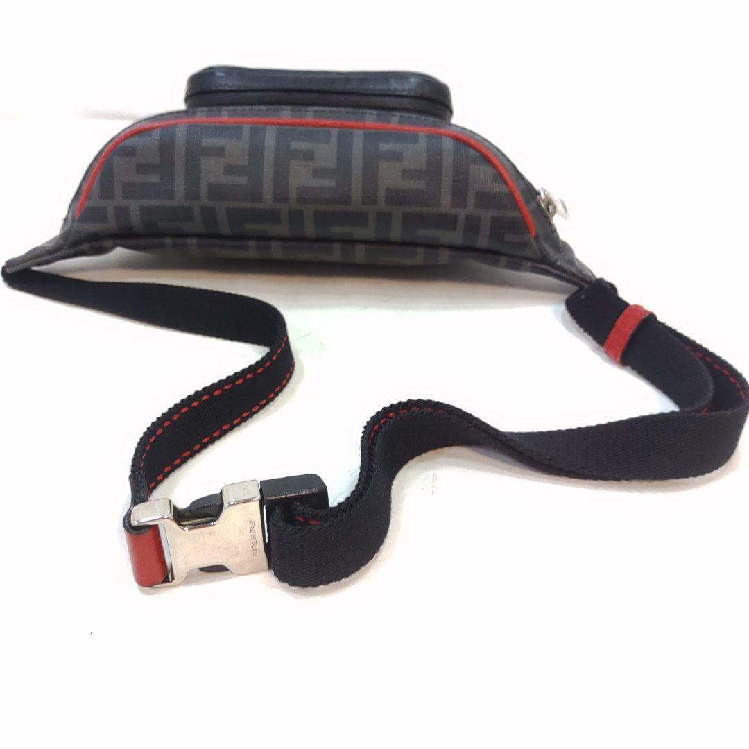 美品】フェンディ ウエストポーチ ボディバッグ レザー×PVC FF柄 黒