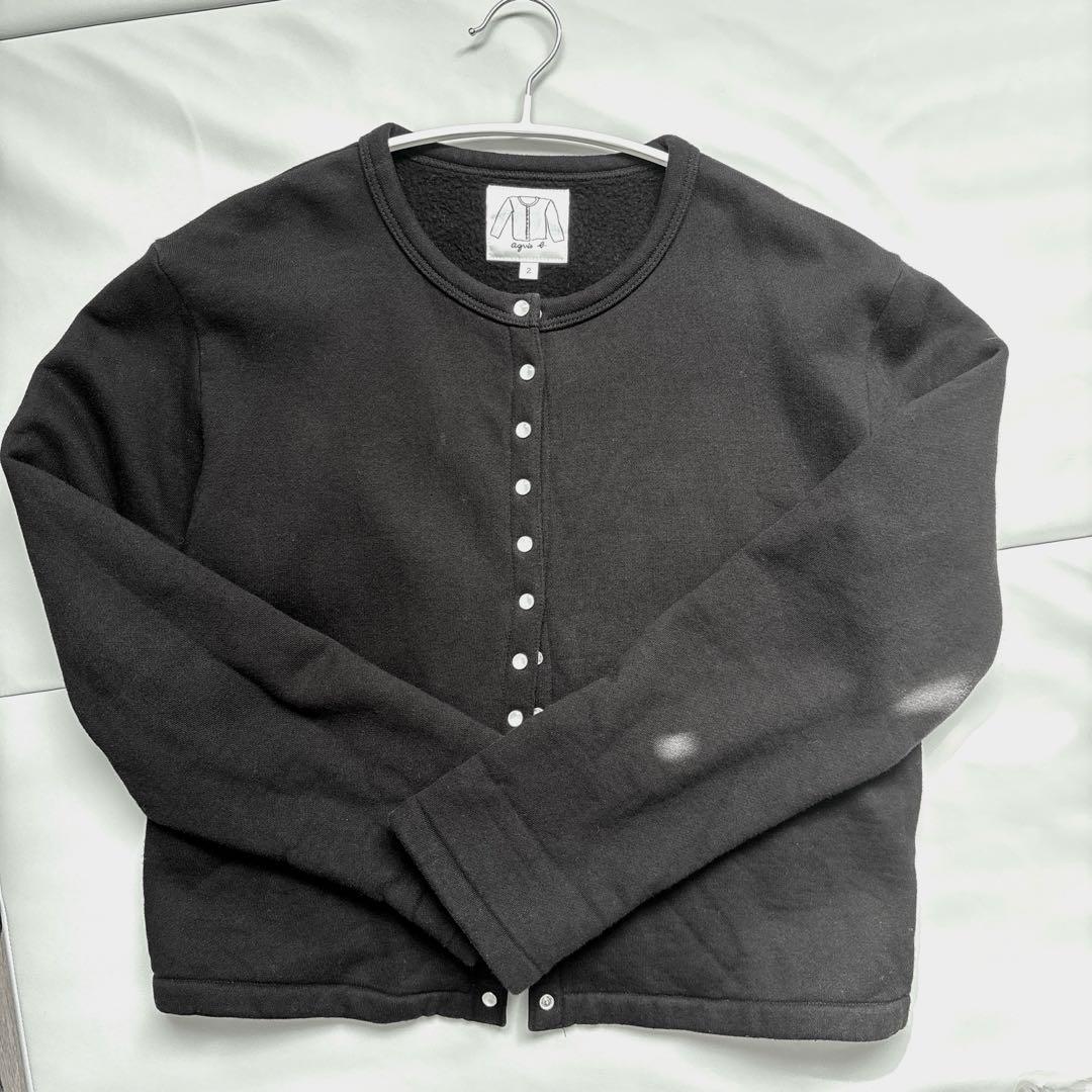 agnès b. コットン メルトン 長袖 カーディガンプレッション サイズ2