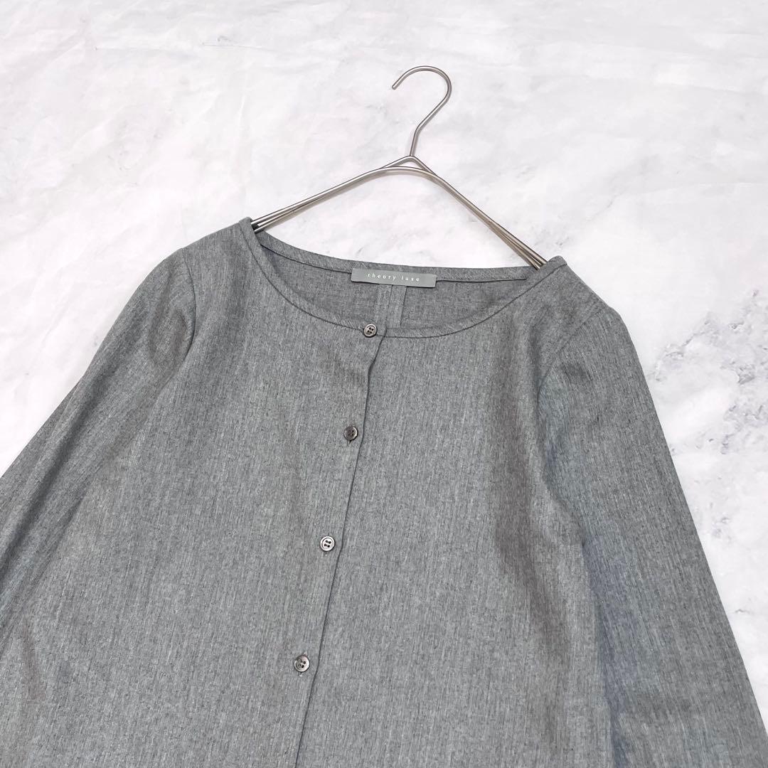 美品 セオリーリュクス ウール カシミヤ ワンピース 40 グレー 九分袖
