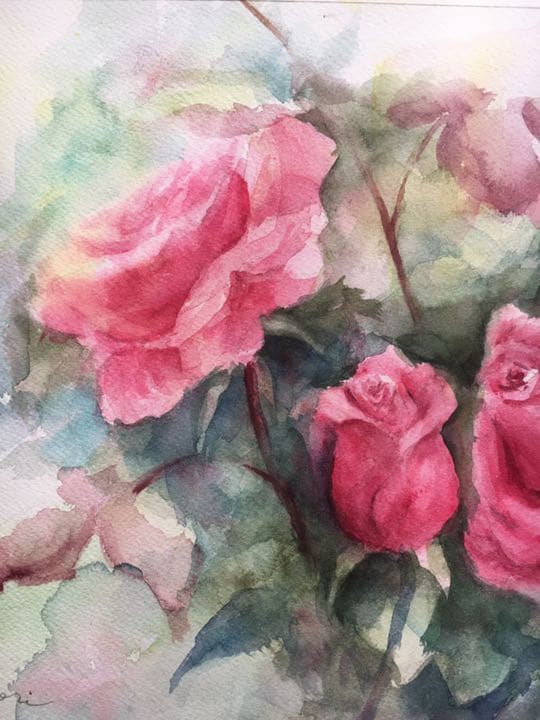 水彩画原画薔薇の絵ローズ - メルカリ