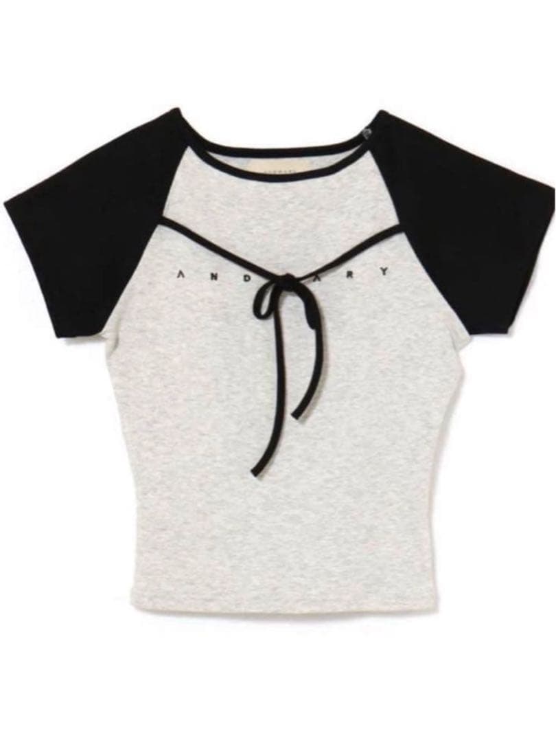 andmary Alma ribbon tops gray - メルカリ