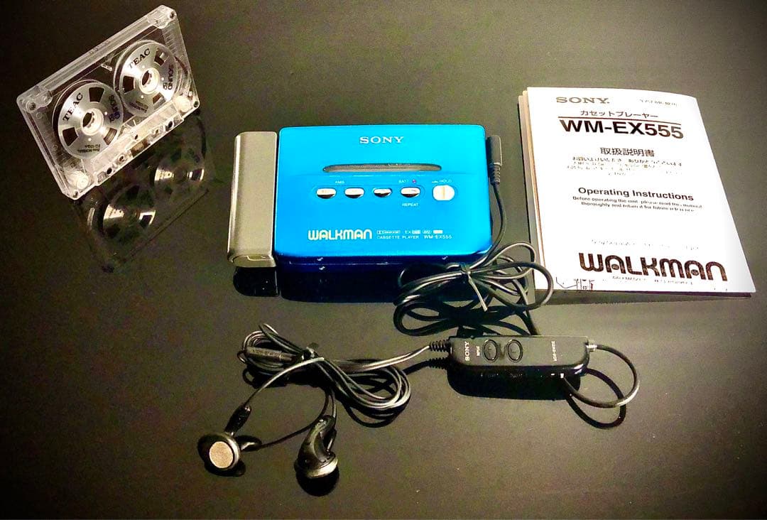 カセットウォークマン SONY WM-EX555 青色「整備済み、完動美品