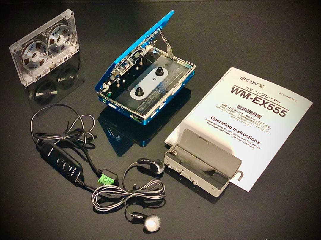 カセットウォークマン SONY WM-EX555 青色「整備済み、完動美品