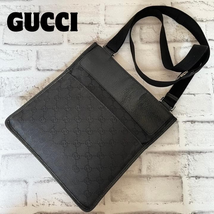 美品】GUCCI ショルダーバッグGGキャンバスレザー サコッシュ