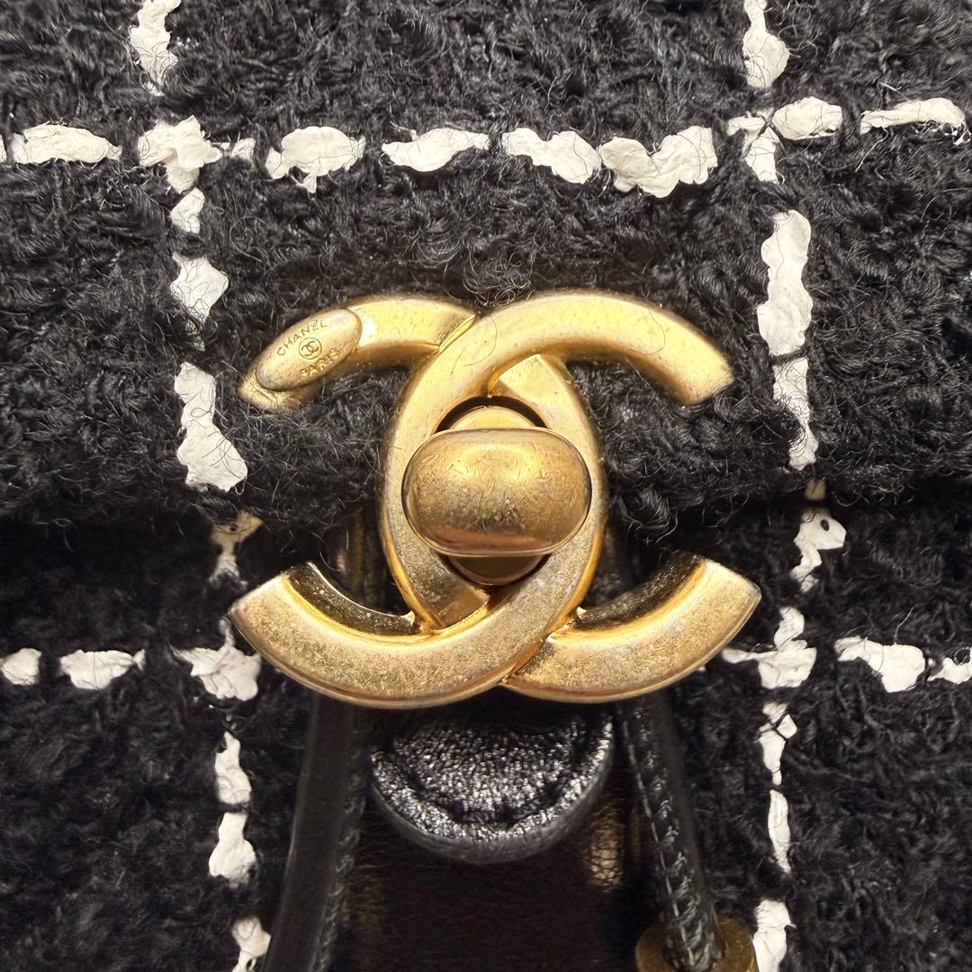 CHANEL ココマーク ツイード チェック バッグ パック チェーン