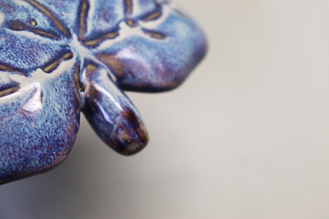 1023 鈞釉葉型皿 木箱入 送料込み1023