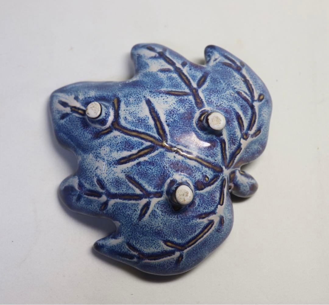 1023 鈞釉葉型皿 木箱入 送料込み1023