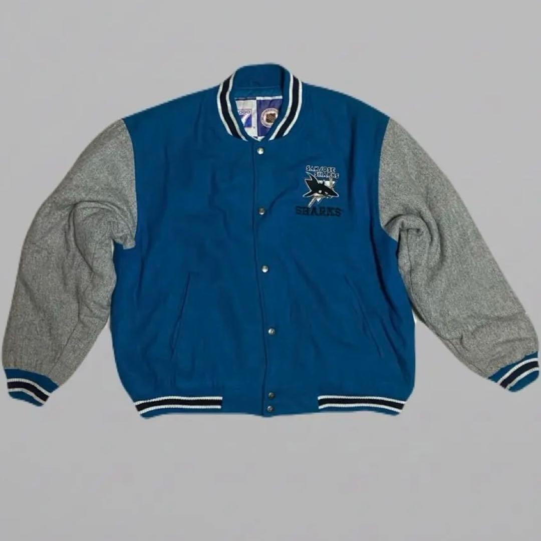 旧ロゴ 90s San Jose Sharks スタジャン サンノゼシャークス - メルカリ
