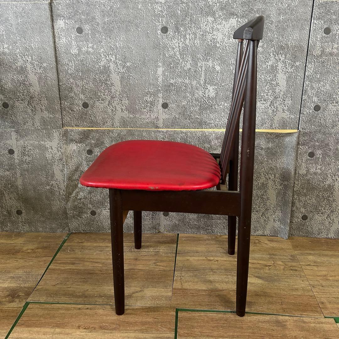 若越チェア製作所꧂赤革ダイニングチェア ビニールレザー 昭和レトロ