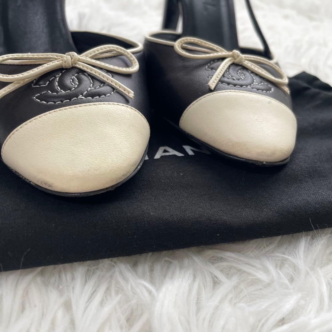 CHANEL サンダル ココマーク リボン レザー 22cm