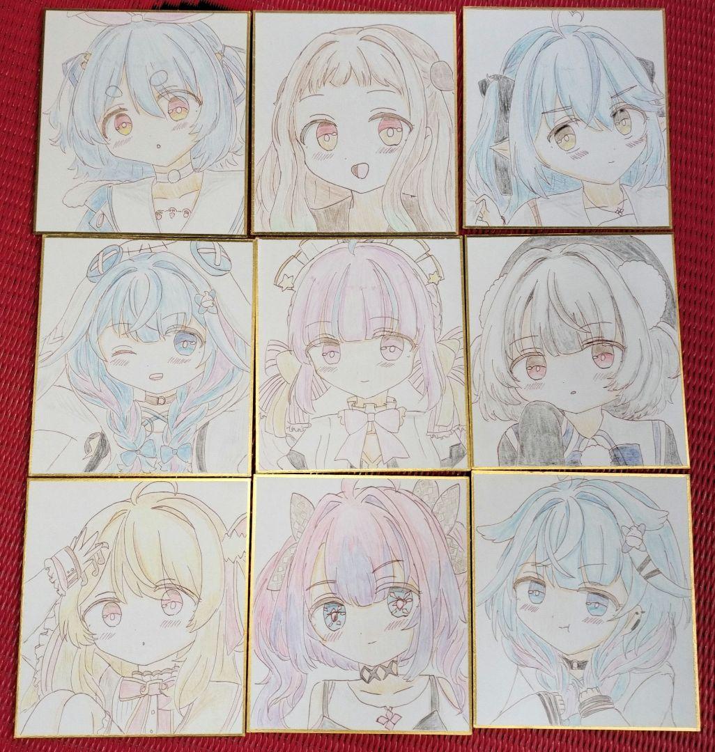 手描きイラスト ホロライブ 水宮枢 音乃瀬奏 湊あくあ 兎田 アナログ