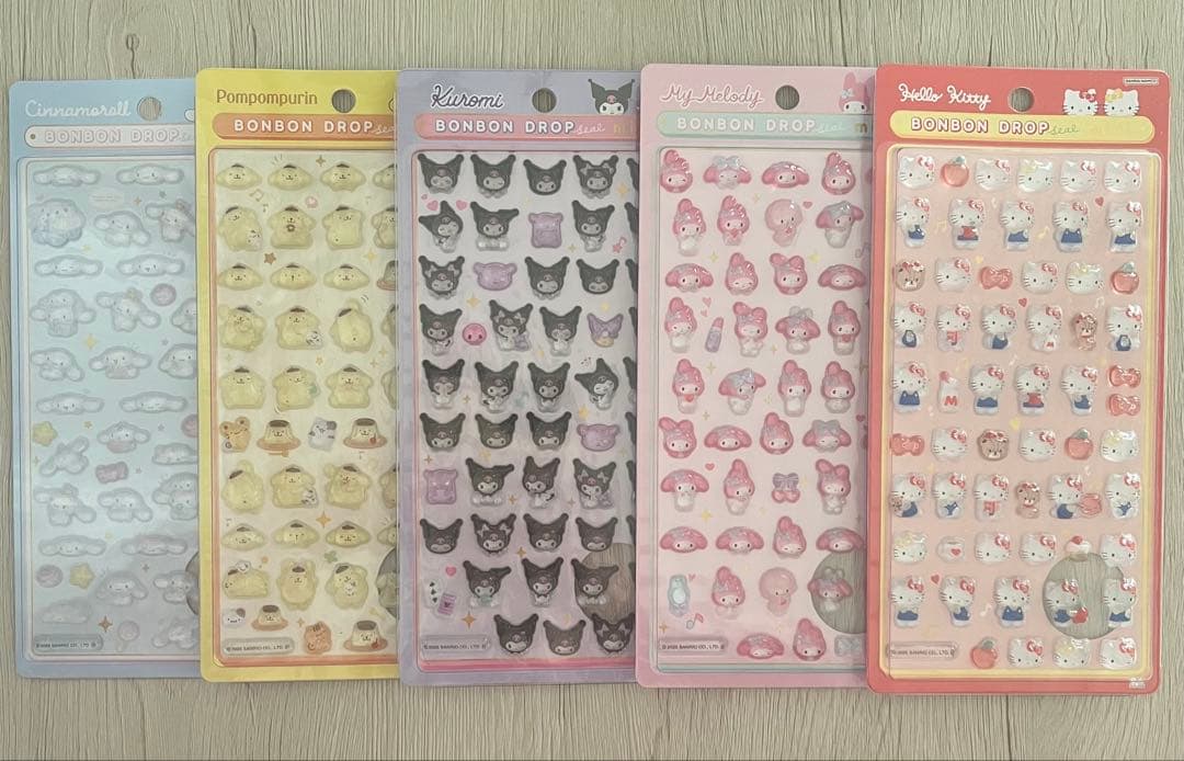 サンリオ ボンボンドロップシールmini 5枚セット 完売必至】サンリオから登場の『ボンボンドロップシールmini』。レジン