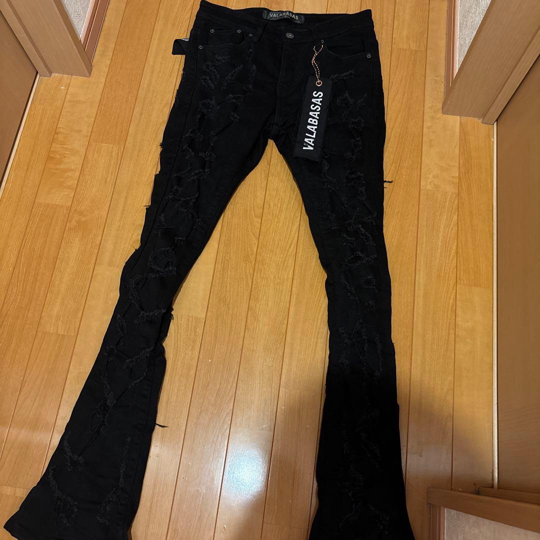 VALABASAS ブラック フレアデニム 30 - メルカリ
