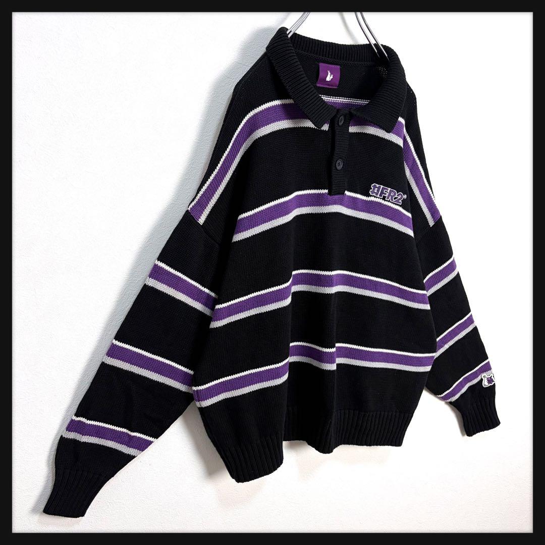 京都限定カラー】FR2 ワンポイント刺繍ロゴ ニット 襟付き カラー 美品