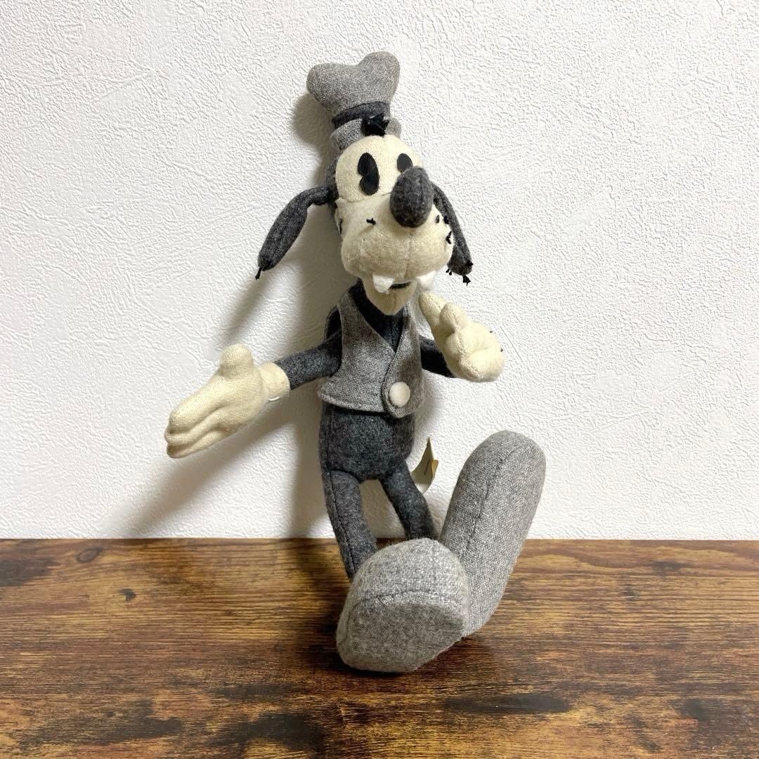 K.011 レトロ ディズニー グーフィー モノクロ ぬいぐるみ フェルト