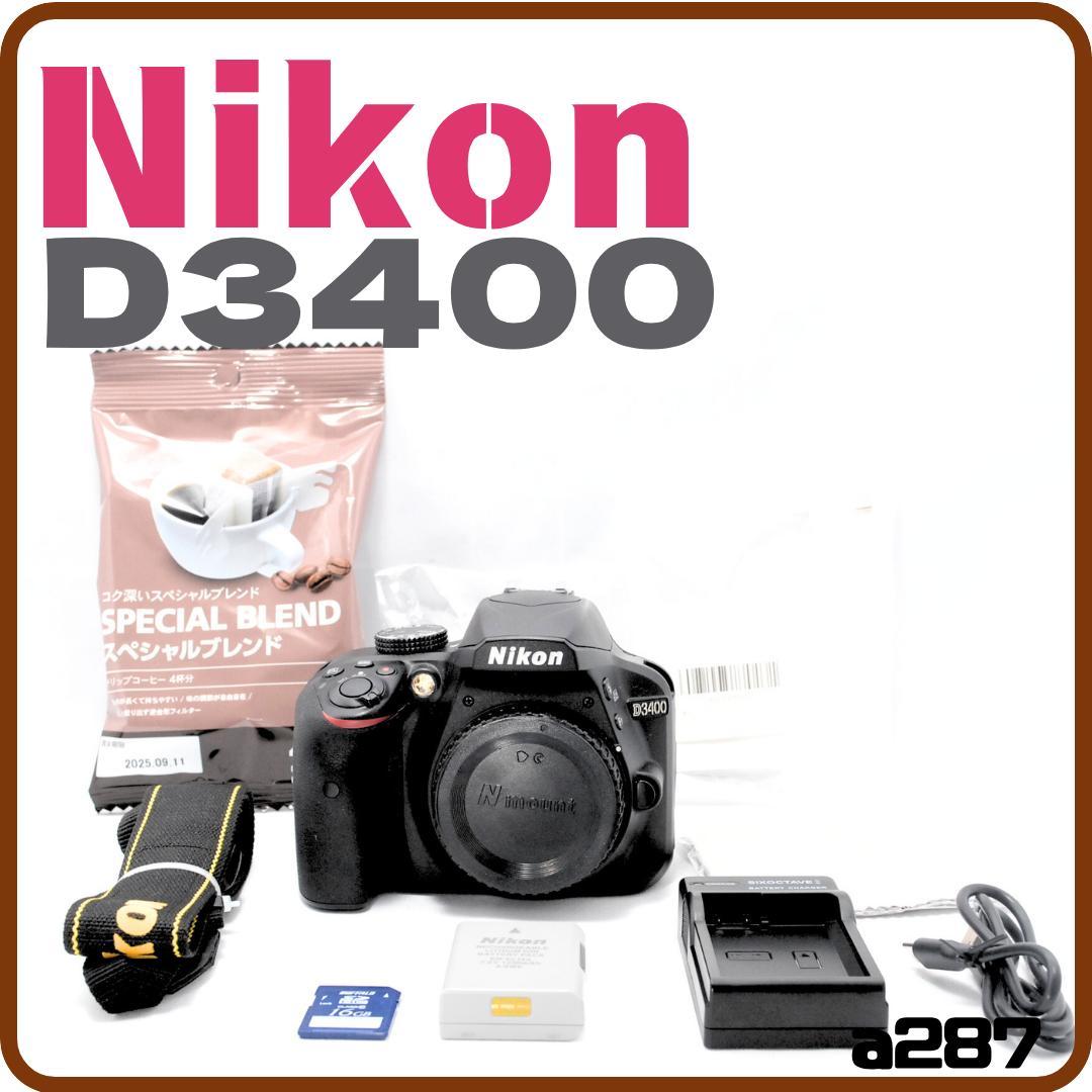ボディのみ　美品✨Nikon D3400 デジタル一眼レフカメラ　　初心者 D3400 デジタル一眼レフカメラ ブラック [ズームレンズ] Nikon｜ニコン
