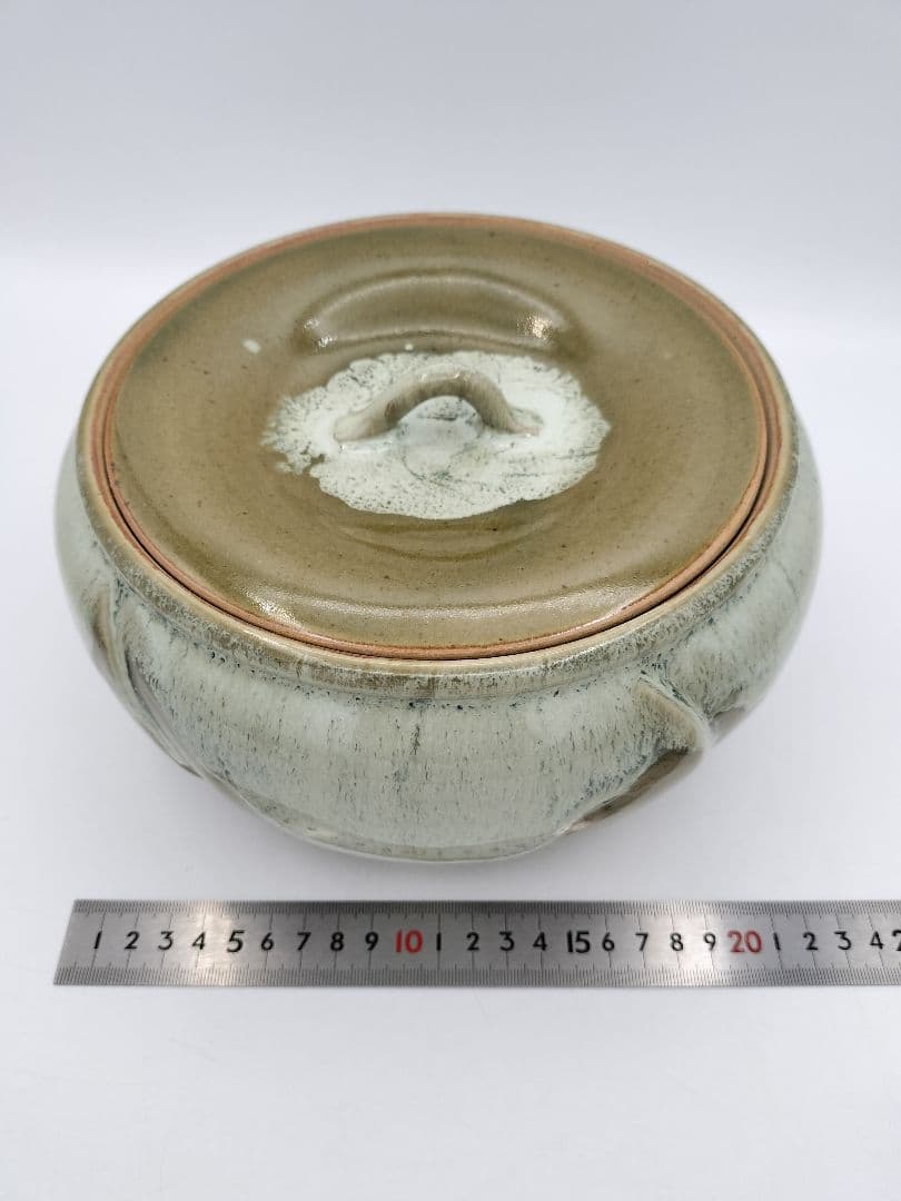 b164 【未使用】水指 捻梅 即中斎好 萬古 福森比路志 塗蓋付 木箱