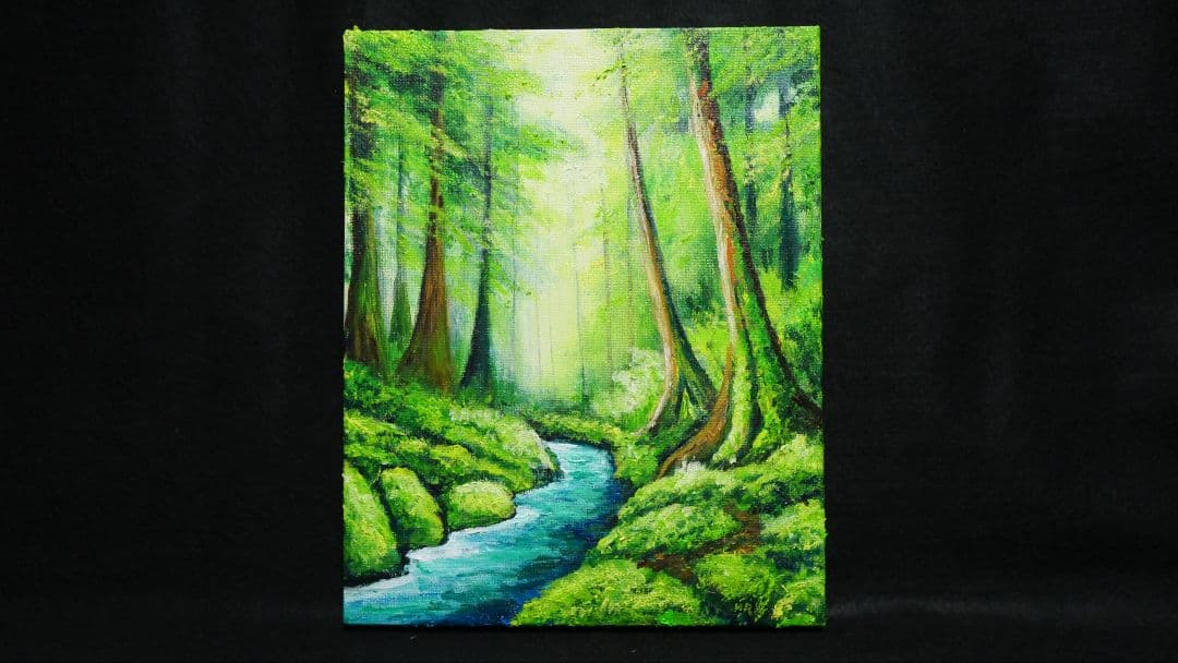 油絵 油彩 油彩画 絵 絵画 【新緑の渓谷】 - メルカリ