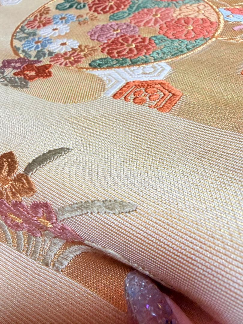 高級 袋帯 正絹 六通柄 西陣織 ゴールド 訪問着 留袖 色無地