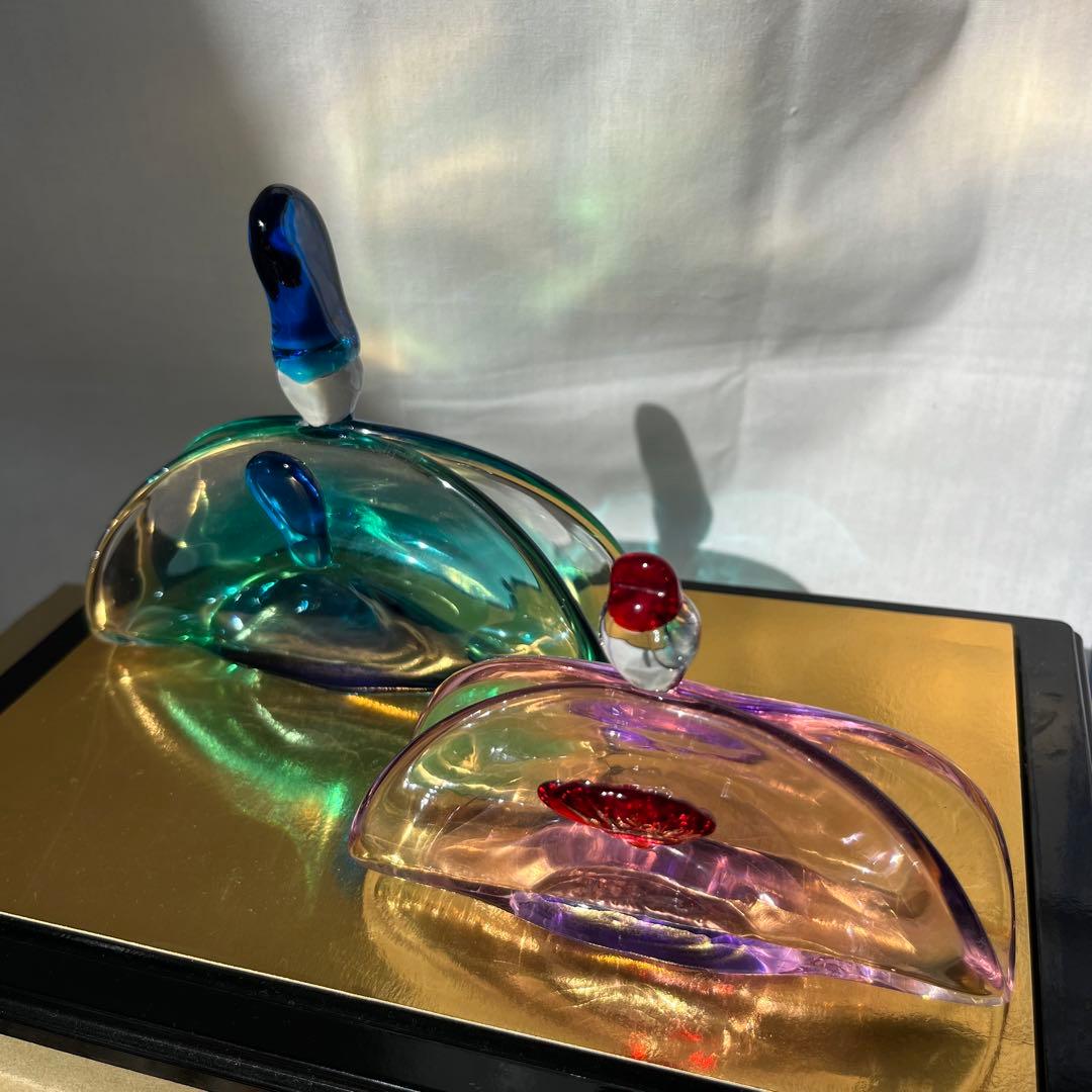 マルティグラス Multi Glass 雛人形 ガラス工芸品 置物 台付き