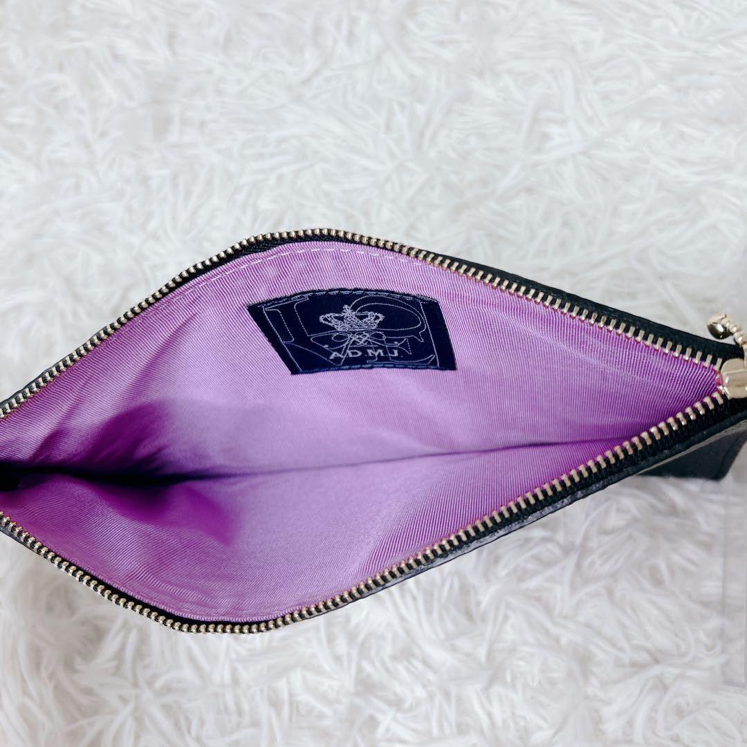 A.D.M.J 高級 本革 ワンショルダー 黒 シボ革 A4 ポーチ付 GC付き